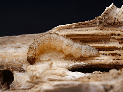 European Corn Borer larva boring into corn stem
