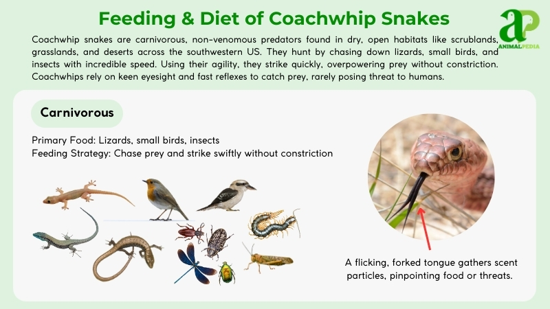 Feeding and diet of Coachwhip Snakes