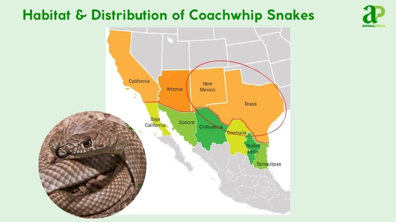 Habitat and distribution of Coachwhip Snakes