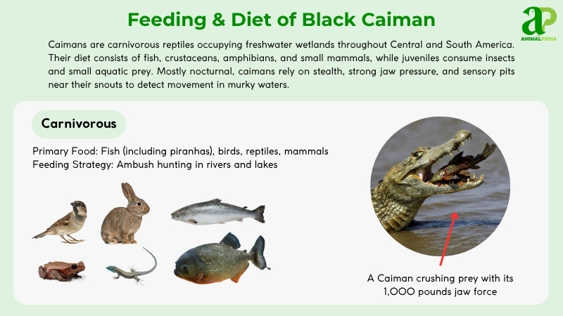 Feeding and diet of Black Caiman
