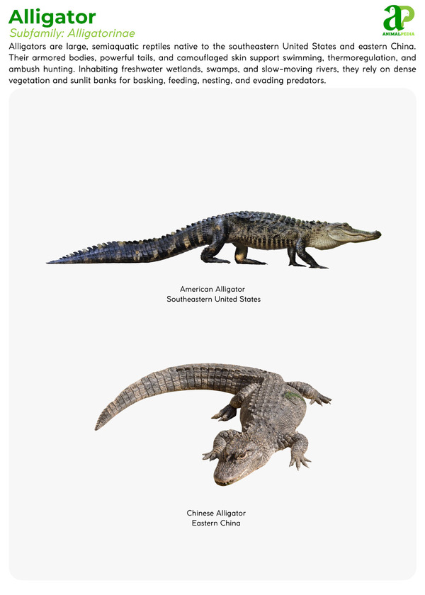 Various species of Alligator