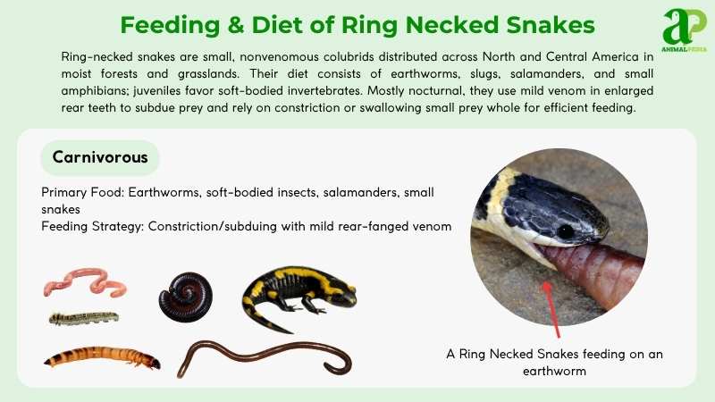 Feeding and diet of Ring Necked Snakes