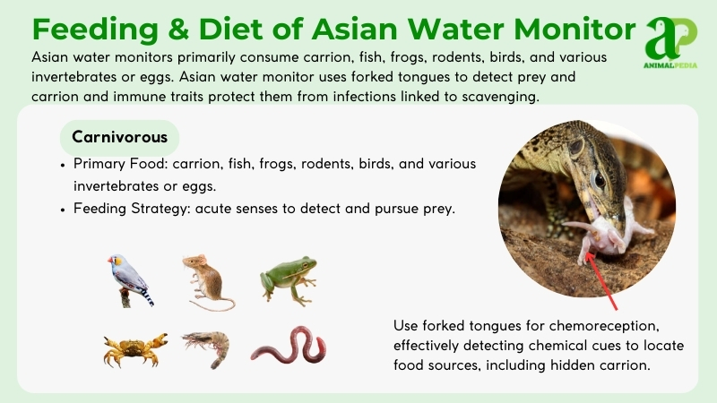 feeding and diet of asian water monitor